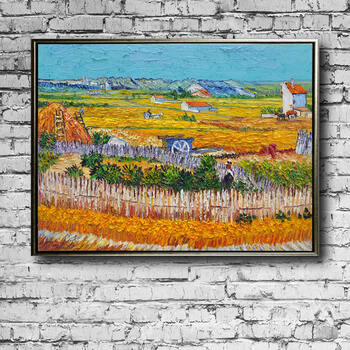 
                                        梵高作品系列 纯手绘油画  花卉抽象风景名画现代客厅卧室玄关餐厅挂画礼品装饰画 丰收 80X120cm                