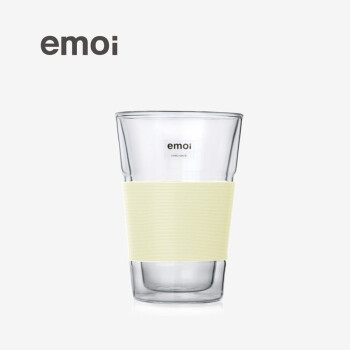 emoi 双层玻璃杯 创意硅胶隔热水杯 办公家用杯子 日式良品简约基本生活无印北欧风格 米白色260ml