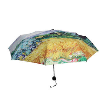 
                                        拾锦梵高麦田油画伞创意情景银胶防晒晴雨两用伞女士折叠小清新手动三折花雨伞T887                
