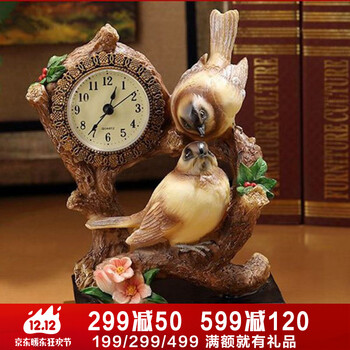 
                                        豪斯特丽 摆件小鸟钟表工艺品 书房装饰品 装饰摆件 喜鹊                