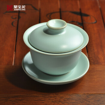 聚宝龙汝窑茶具盖碗 大号盖碗三才碗 功夫茶具茶碗盖碗 盖碗茶具
