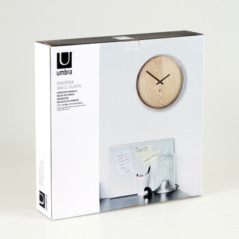 umbra 梅提亚挂钟 欧式创意家居时尚礼品墙面艺术静音壁钟表 原木色底盘镍色边框