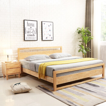 实木床现代简约新款北欧风格家具小户型1.5米实木双人床1.
