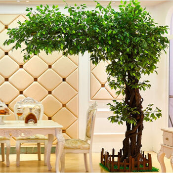 仿真榕树植物盆景 商场客厅装饰假植物 绢花绿榕树大型绿植榕叶 2.