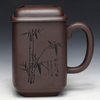 
                                        陶缘记 【方牛盖】 原矿家藏老紫泥 全手工制作 宜兴紫砂杯杯王 王卫良 宜兴高档茶杯 送礼 刻绘图案一 301-400毫升                
