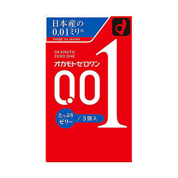 日本进口 冈本(okamoto)001超薄中号安全套 3只装 双倍果冻润滑避孕套