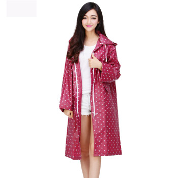 
                                        强迪升级拉链加厚EVA韩版时尚可爱女生个性大人成人风衣雨衣雨披 SD-335红色                