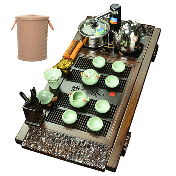 金灶茶具T700A黑檀实木祥云茶盘 四合一电热炉茶海 实木茶台整套 99厘米祥云+汝瓷圆融