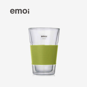 emoi 双层玻璃杯 创意硅胶隔热水杯 办公家用杯子 日式良品简约基本生活无印北欧风格 米白色260ml