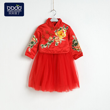 过年喜庆宝宝装冬棉服外套儿童过年衣服婴儿唐装新旗袍女童拜年服