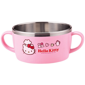 乐扣乐扣 Hello Kitty 不锈钢双耳隔热饭碗 儿童卡通汤碗 LKT475 粉色 180ml