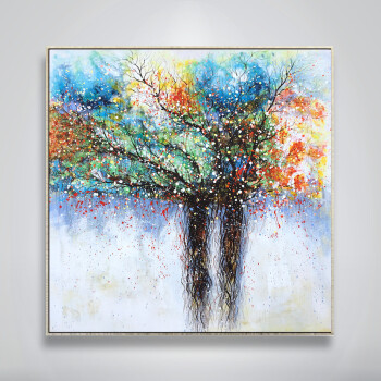 印象斑斓 生命之树 简约现代抽象北欧风格手绘油画 玄关客厅卧室办公