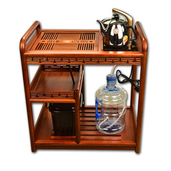 金灶KW-6300小茶桌带轮可移动茶车全实木泡茶车茶台茶具 古花木茶车+梅子清茶具