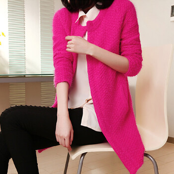 爱思<em>韩</em>1 热卖韩版<em>中</em>长款长袖纯色加厚<em>毛衣</em>外套