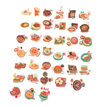 可爱表情包贴纸 diy相册日记手账装饰 儿童贴画 17韩式美食
