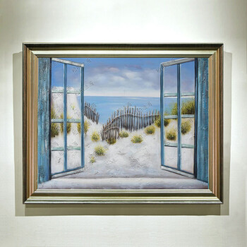 风景油画欧式玄关装饰画手绘走廊挂画现代简约壁画窗户景 zn242(n1)