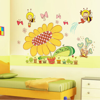 凡雅空间 可移除墙贴纸贴画勤劳小蜜蜂卡通幼儿园可爱儿童房装饰向日葵 勤劳小蜜蜂 特大号