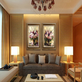璇美油画欧式现代装饰画客厅大厅餐厅卧室玄关竖书房抽象玫瑰花卉组合壁画饰品挂画 A款 60X80
