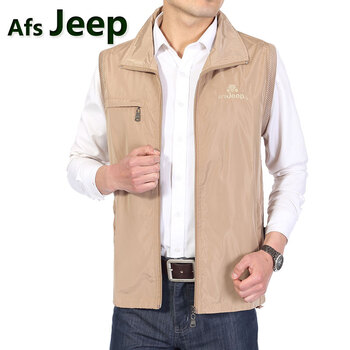 <em>中年</em>男士薄<em>款马甲</em>背心 卡其 M建议125斤-140斤