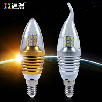 温漫LED节能灯泡 白光暖光环保护眼灯泡 E14螺口3w5w7w尖泡拉尾灯 拉尾泡 白 7W