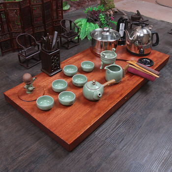 
                                        森煜 黑檀木茶具组合套装茶盘四合一功夫茶具全套  双炉自动上水 多种款式茶具可选 整木四合一花好月圆80*40全套装                