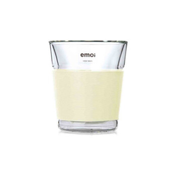 emoi 双层玻璃杯 创意硅胶隔热水杯 办公家用杯子 日式良品简约基本生活无印北欧风格 米白色260ml