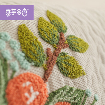 香芋谷色 田园沙发盖巾鲁绣花朵沙发盖布 美式乡村沙发靠背扶手巾 银灰色 210cm*72cm四人沙发巾