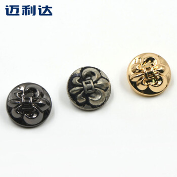 
                                        迈利达 金属船锚纽扣 手缝高脚钮扣 女装大衣外套仿旧古银色扣子 浅金一颗 18mm                