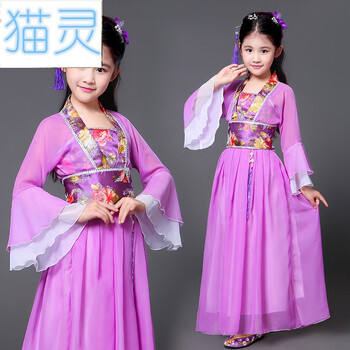猫灵儿童古装唐装贵妃服装女孩古代公主古筝汉服女童古