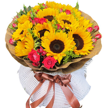 速递 11枝向日葵花束 全国鲜花快递 生日订花 