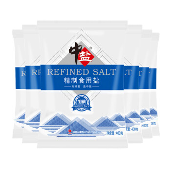 【免邮】中盐 精制食用盐400g*6袋 加碘盐精制盐食用盐食盐巴调味品调味料包邮