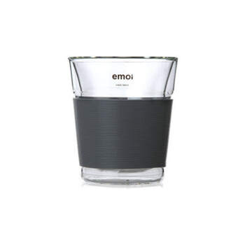 emoi 双层玻璃杯 创意硅胶隔热水杯 办公家用杯子 日式良品简约基本生活无印北欧风格 米白色260ml