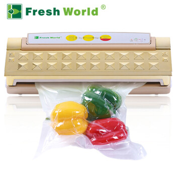 
                                        新鲜世界（Fresh World） 抽真空包装机 家用全自动真空封口机 商用食品真空机 抽干绿色                