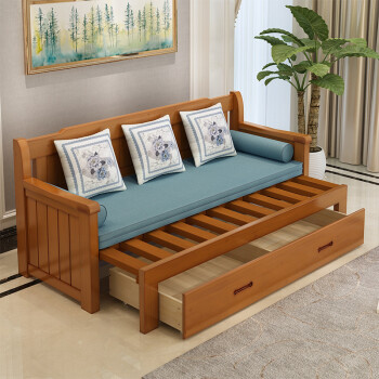 实木沙发床可折叠客厅双人1.5米多功能可伸缩1.