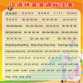 韵母拼读全表儿童汉语墙贴挂图2-8岁拼音字母表 汉语拼音音调标注表