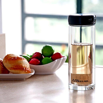 
                                                            富光双层玻璃杯子透明带盖泡茶杯便携水晶杯商务办公杯茶叶杯 320ml 型号x110-320                