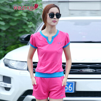 2014休闲时尚短袖<em>短裤套装</em>女学生纯棉短衣女