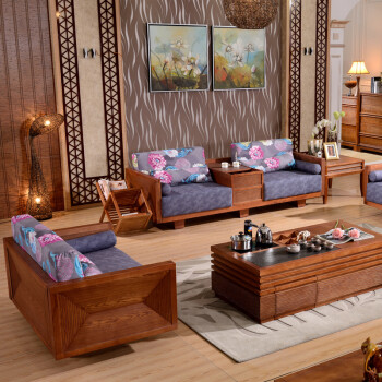 东南亚风格家具实木沙发 水曲柳沙发 新中式客厅沙发组合d06 单人位