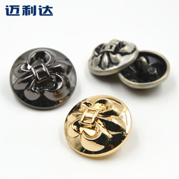 
                                        迈利达 金属船锚纽扣 手缝高脚钮扣 女装大衣外套仿旧古银色扣子 浅金一颗 18mm                