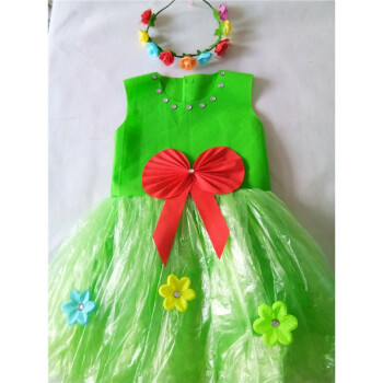 手工制作环保服装儿童时装秀演出服幼儿园走秀服装女公主裙子装 军