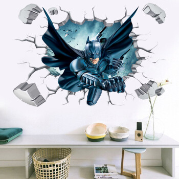 3d立体动漫可移除墙贴画客厅卧室床头背景墙装饰墙贴纸 蝙蝠侠d108 特