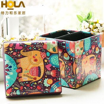 HOLA特力屋可坐可折叠儿童衣服玩具箱储物换鞋收纳凳皮卡通创意凳 大象