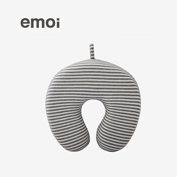 emoi U型颈枕 记忆护颈枕头 家用办公午睡枕 日式良品简约基本生活无印北欧风格 绿白条纹T4021 PU记忆绵