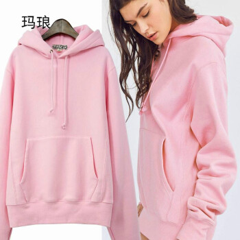 粉色卫衣女加绒加厚韩版简约连帽秋冬宽松帽衫运动小清新 宝蓝色 155