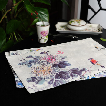 
                                        吉祥家 新中式餐垫加厚隔热垫 鹂语芳菲 水墨花鸟餐桌垫子创意餐厅西餐垫碗垫盘垫杯垫桌垫子 餐垫燕歌行-墨色底25*43cm                