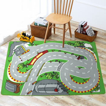 地毯卡通车道交通马路跑道游戏爬行垫赛车道汽车玩具地垫 立体赛道