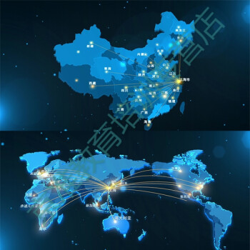 兰缪中国地图 企业销售网络辐射全国世界 公司营销光线效果ae模版