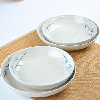 
                                        
                                                            樱之歌  日式釉下彩纯手绘雪花釉陶瓷碟饭盘汤盘大盘子深窝盘4件套（微波炉可用）                