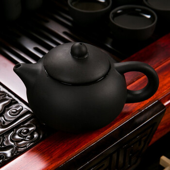 摩家优品 全黑紫砂茶具套装 实木整套茶托 花梨黑檀木茶盘 电热炉四合一茶道 GCJ-27
