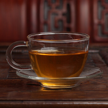 财盛窑茶杯 玻璃小杯 耐热玻璃 双层杯碟套装工夫茶具 杯碟套装6套